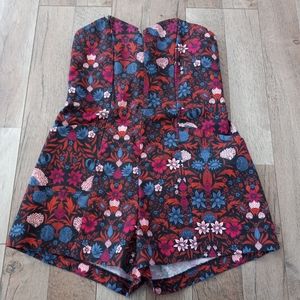 H&M Conscious Strapless Sweet Heart Neckline Floral Print Romper
